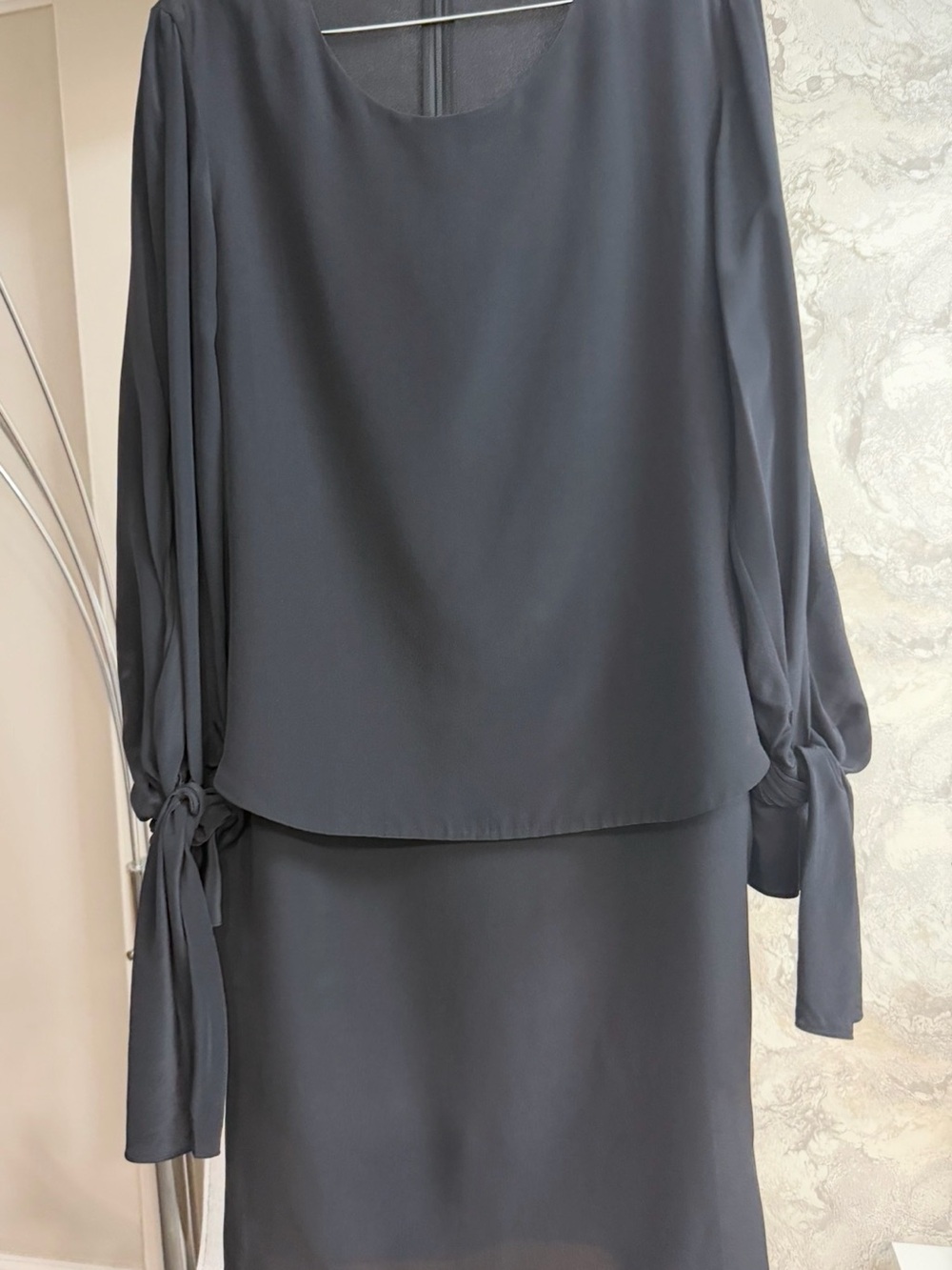 3.1 Phillip Lim Black Long-Sleeve Tie-Cuff Midi Dress